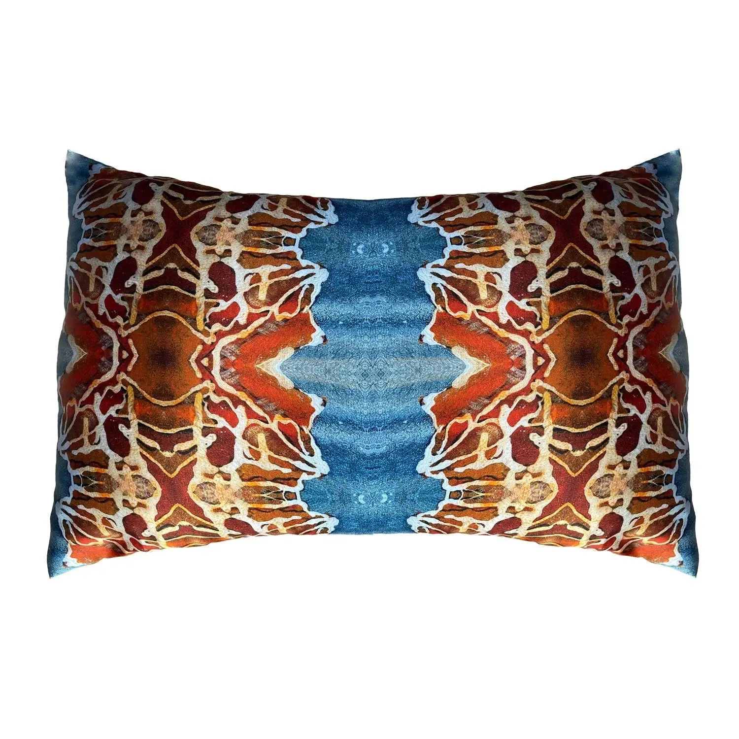 Orange and Blue Silk Pillowcase