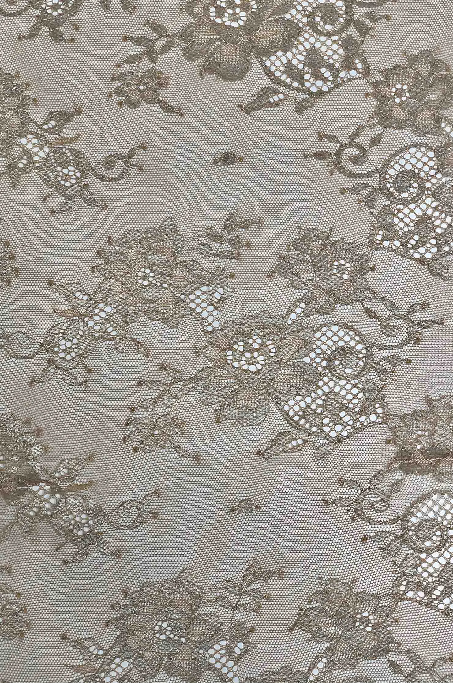 Peach/Metallic Silver French Plain Lace FLP-001/18 Fabric