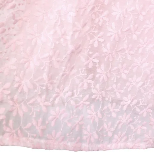 Pink Floral Embroidery Bib Dress