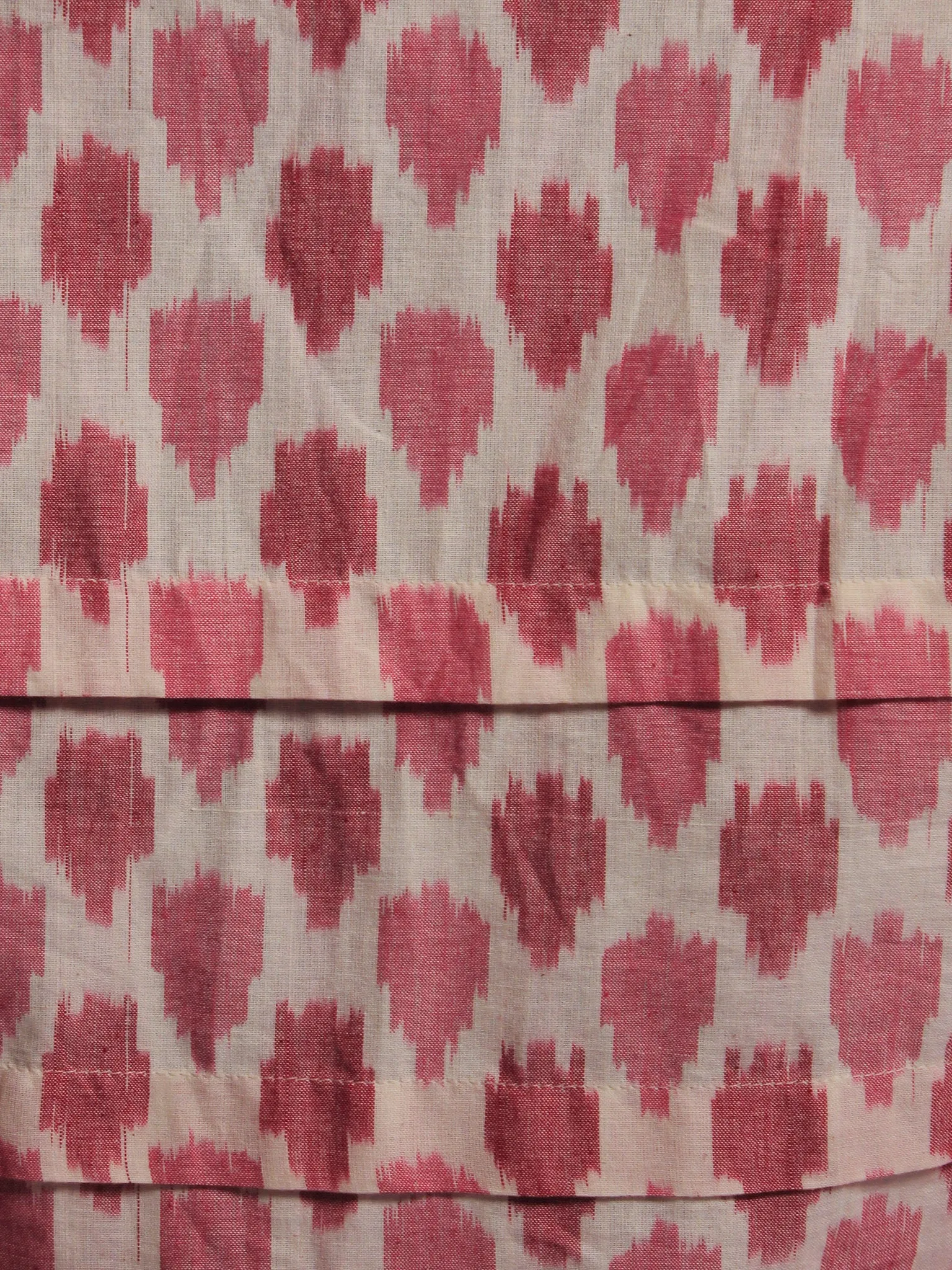 Pink Ivory Ikat Handwoven Long Cotton Sleeveless Pleated Dress With Lace Insert - D2857301