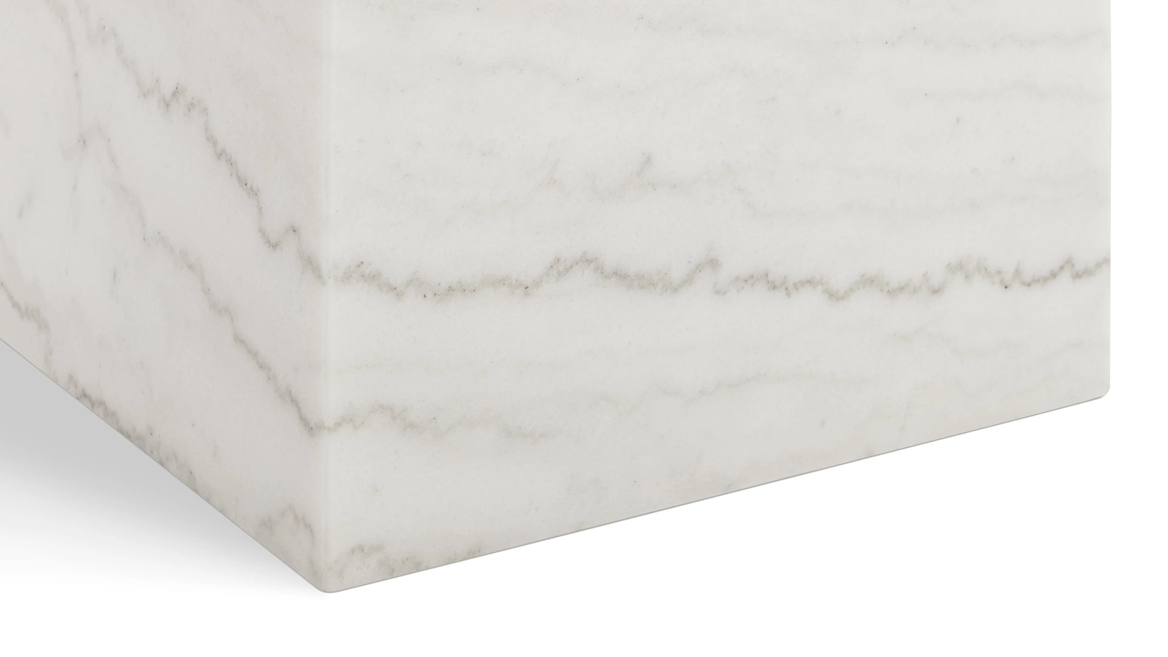 Plinth - Plinth Short Side Table, White Marble