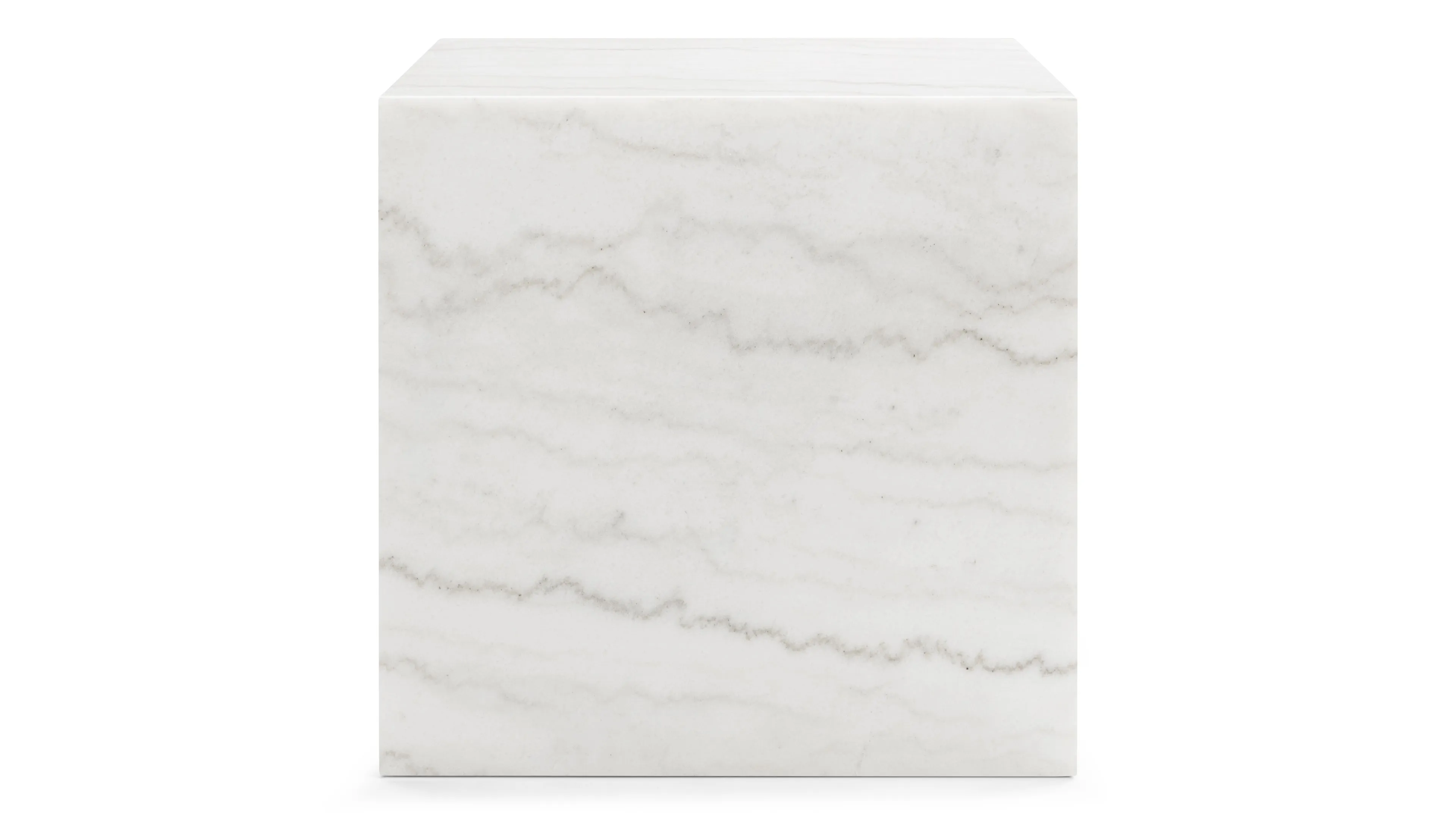 Plinth - Plinth Short Side Table, White Marble