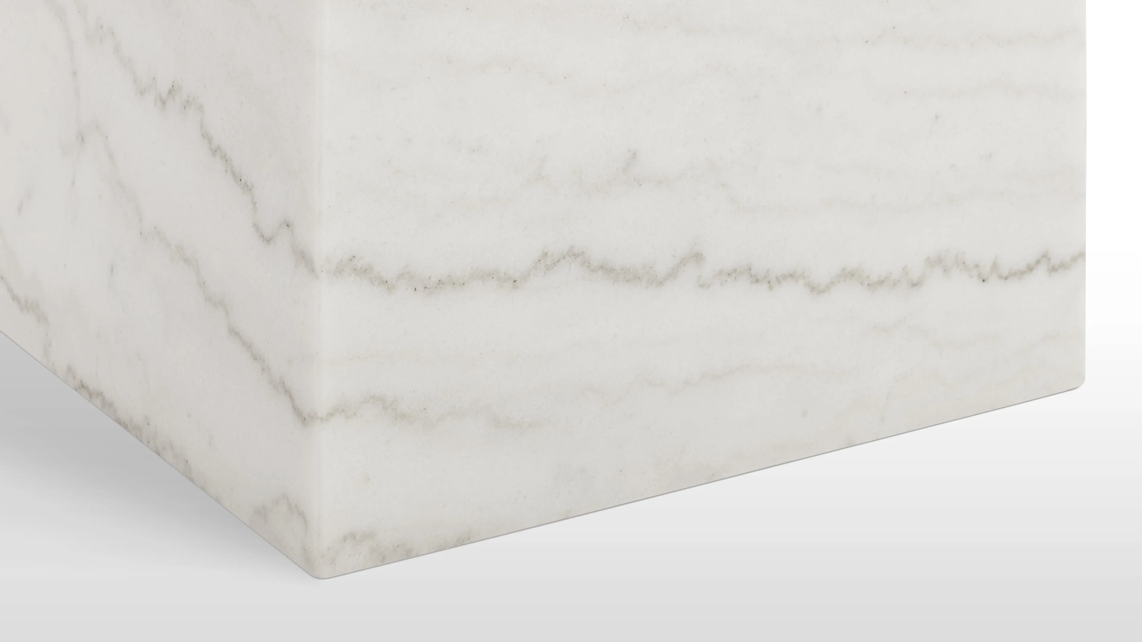 Plinth - Plinth Short Side Table, White Marble
