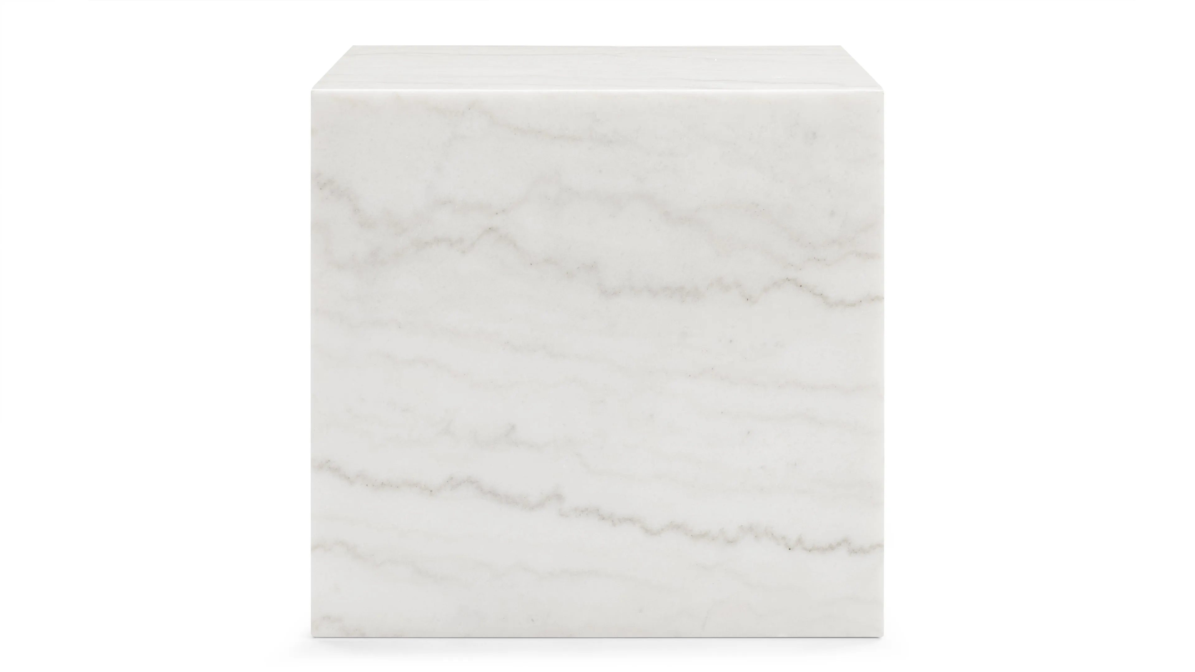 Plinth - Plinth Short Side Table, White Marble