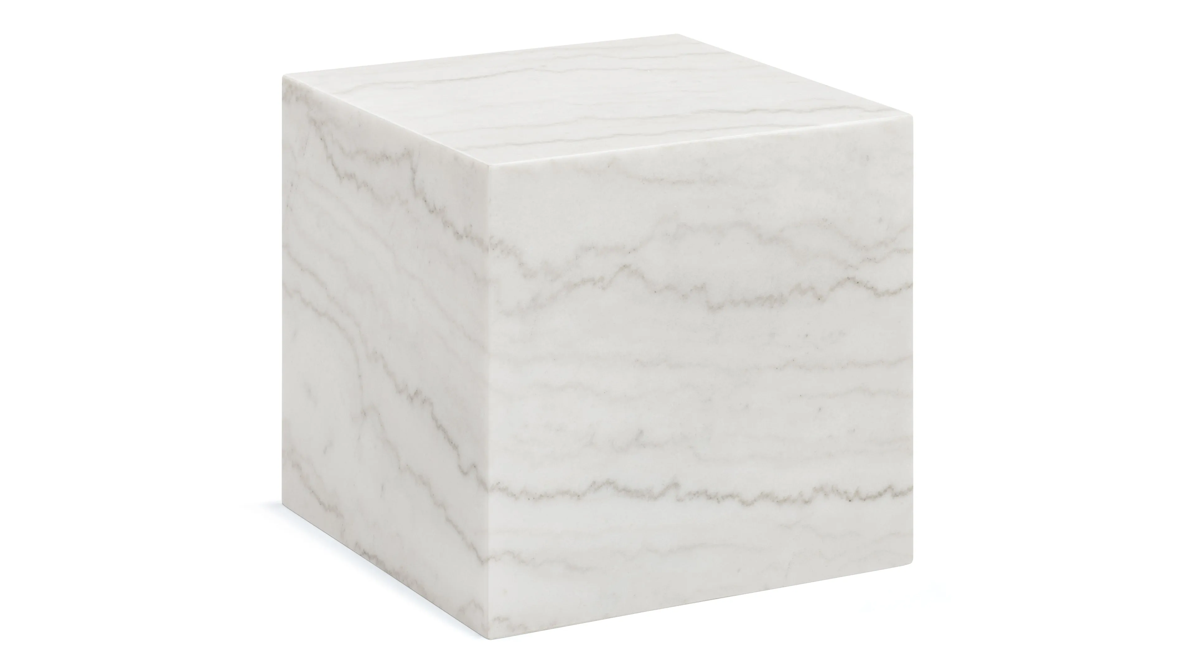 Plinth - Plinth Short Side Table, White Marble