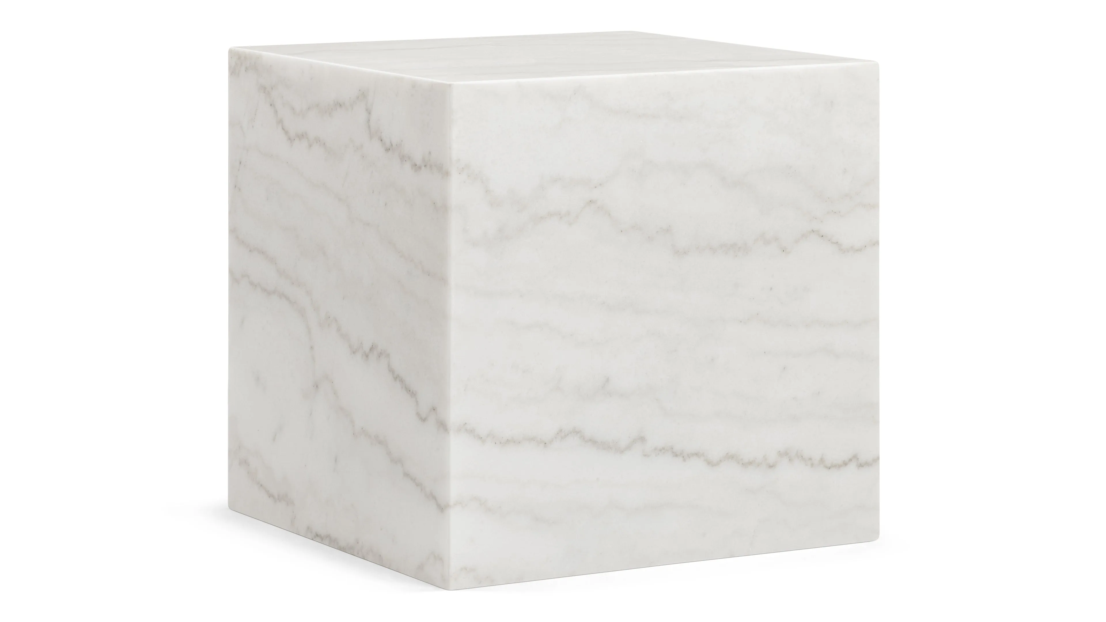 Plinth - Plinth Short Side Table, White Marble