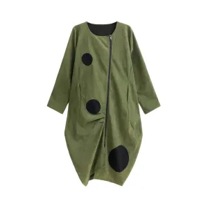 Pre Order:  Off-Center Zipper Loose Dress
