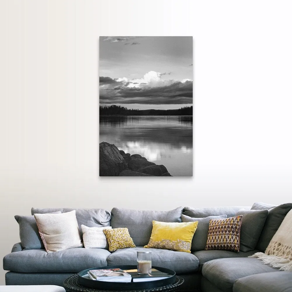 "Black and White Lake Reflection" Canvas Wall Art