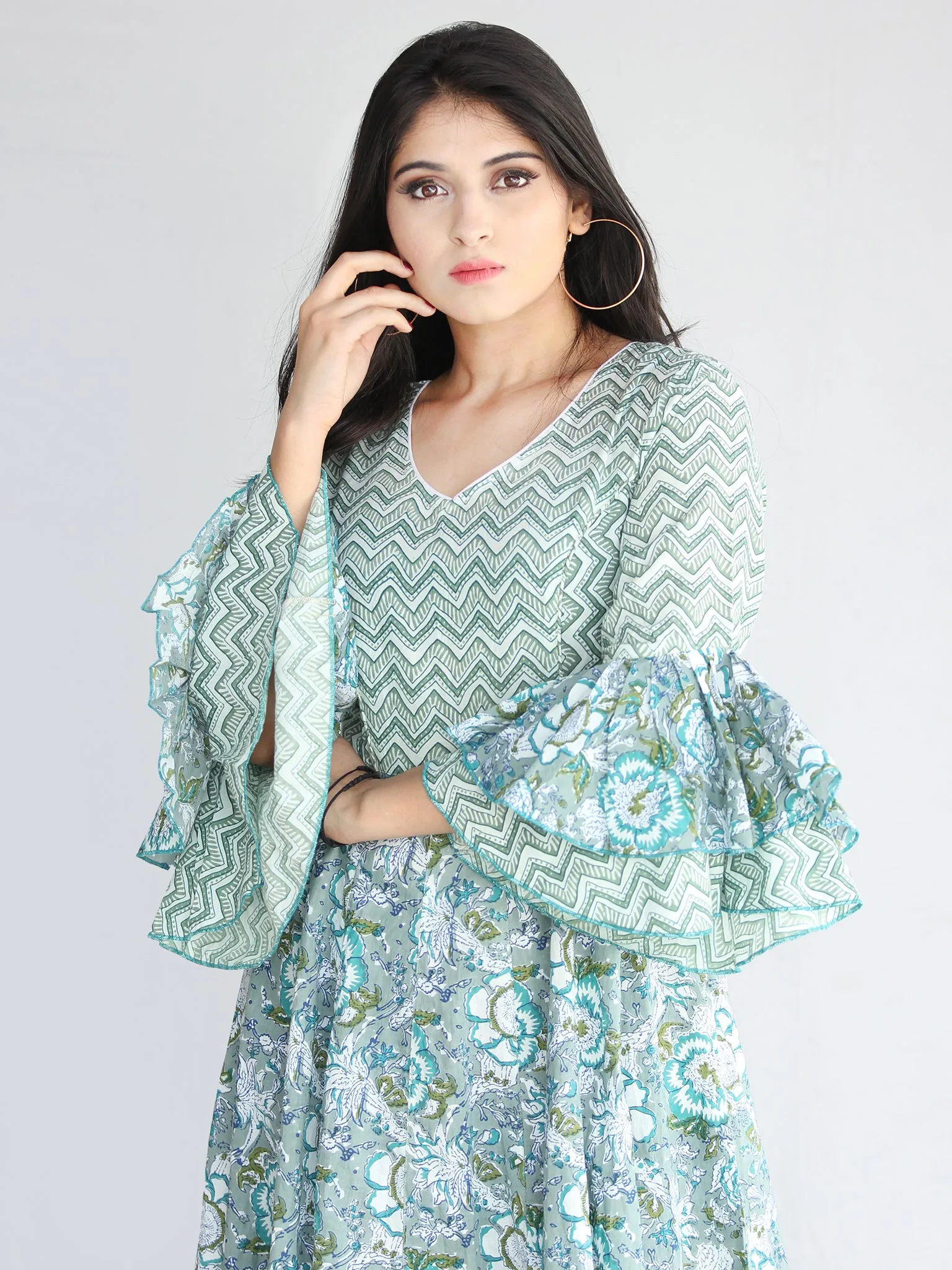 Raima - Hand Block Printed Panel Long Dress - D420F2246