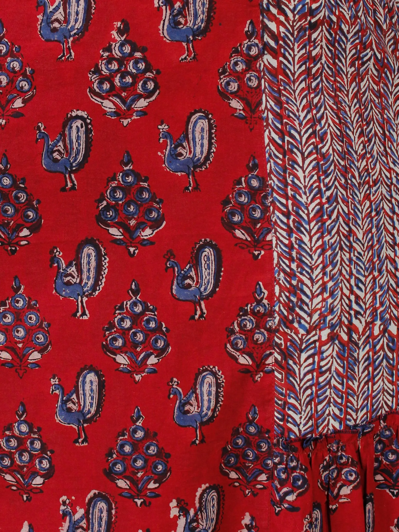 RUSTIC PEACOCK - Hand Block Printed Long Cotton Dress - D342F1808
