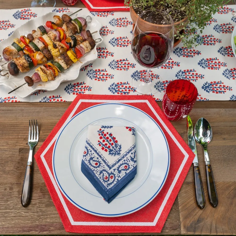 Sagar Red & Blue Napkin | Set of 4