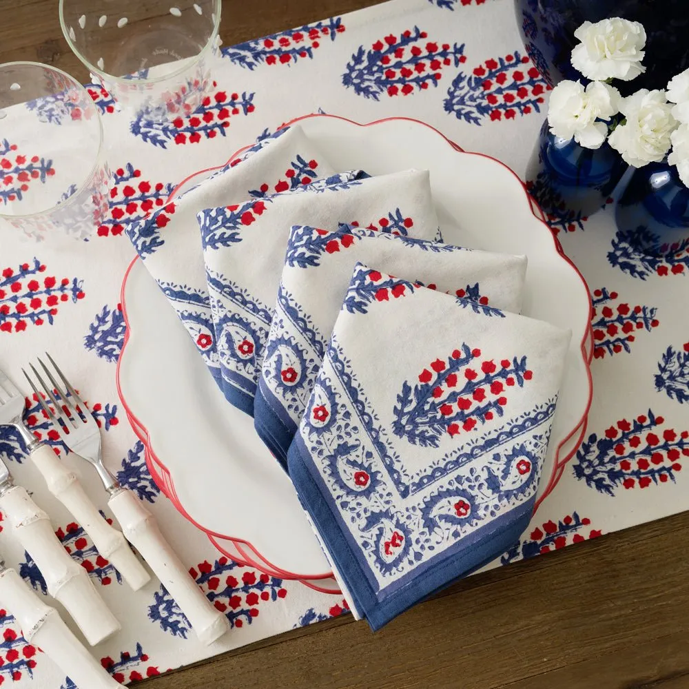 Sagar Red & Blue Napkin | Set of 4