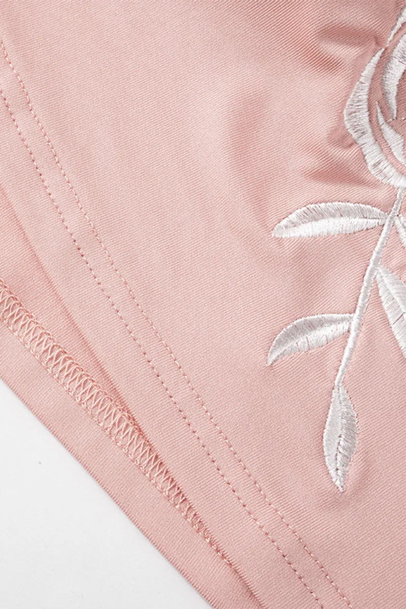 Sexy Flowers Embroidered Bandage Strapless One Step Skirt Dresses