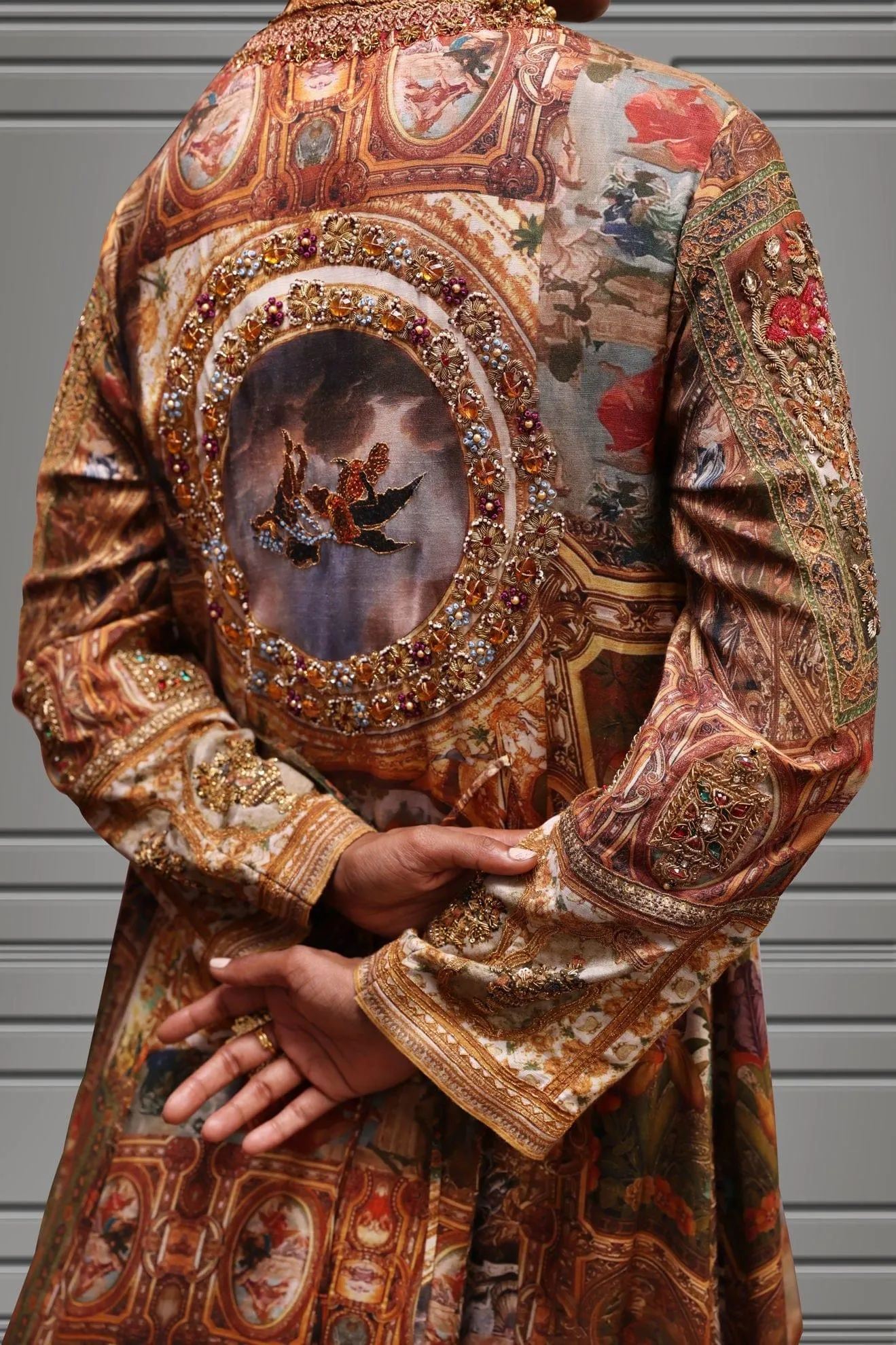 Shamaeel - Silk Long Embroidered Shirt with Floor Length Embroidered Jacket