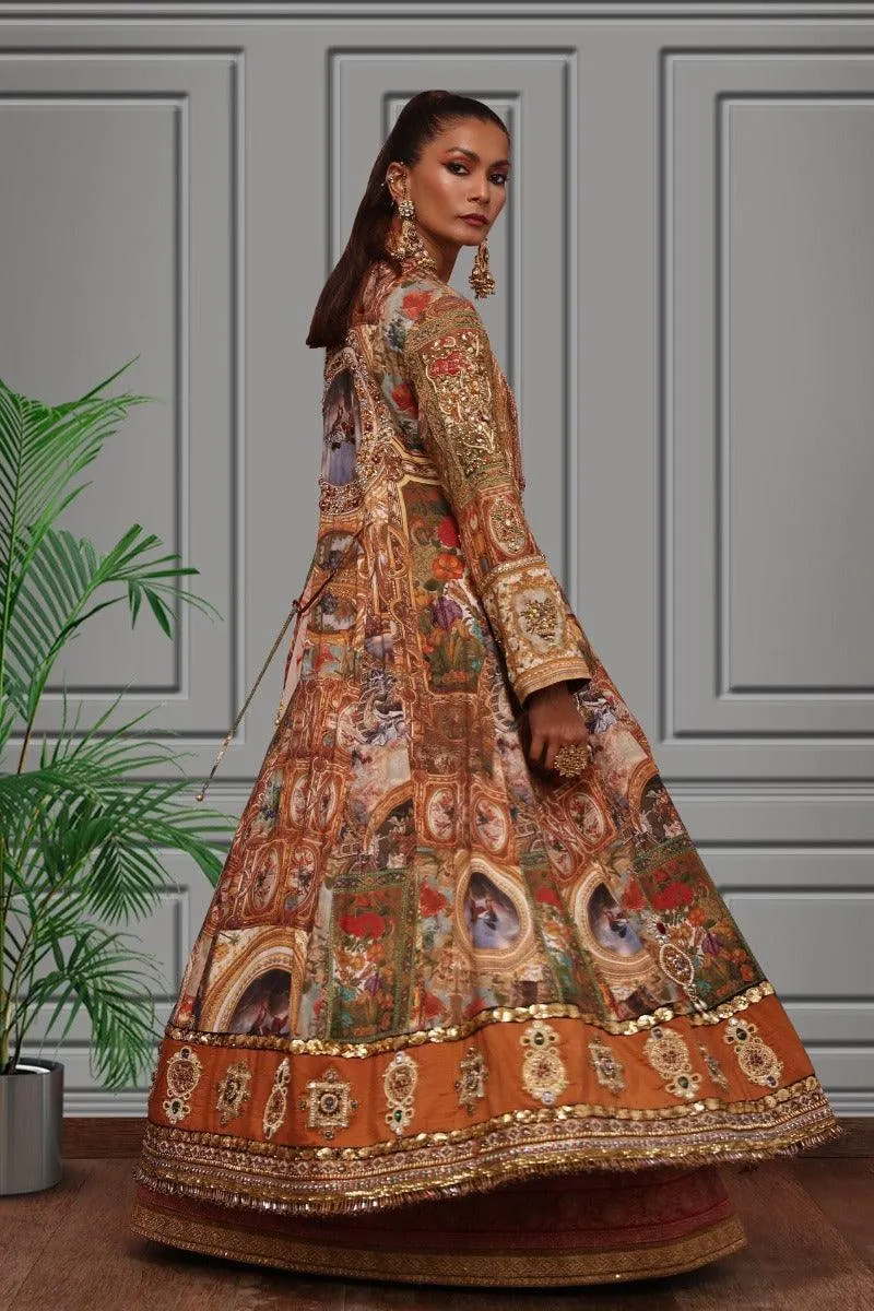 Shamaeel - Silk Long Embroidered Shirt with Floor Length Embroidered Jacket