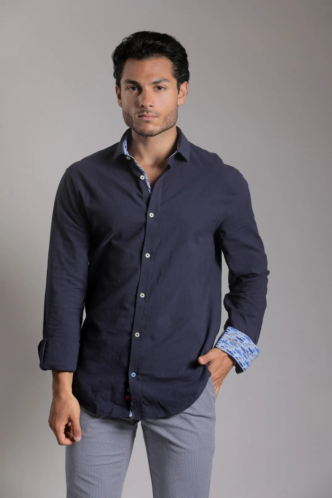 Shirt linen navy timeless
