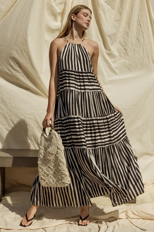Sleeveless Stripe Tiered Maxi Dress *Online Only*