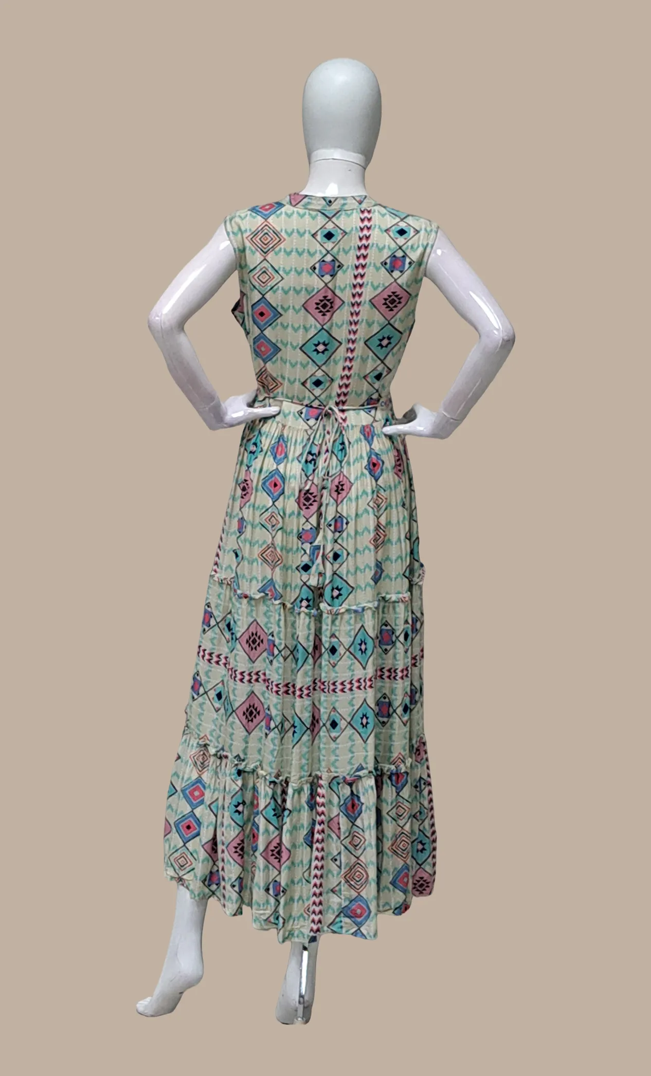 Soft Biscuit Printed Fusion Kurti Dress