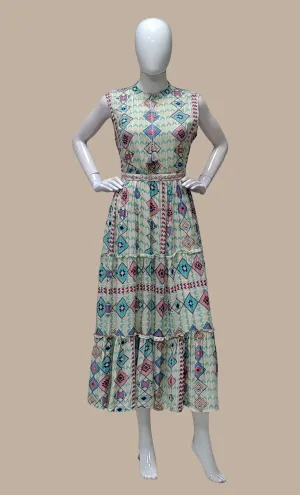 Soft Biscuit Printed Fusion Kurti Dress