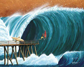 Surfing "Pier Pressure" (Rick Romano) - Surfing Artists Int'l