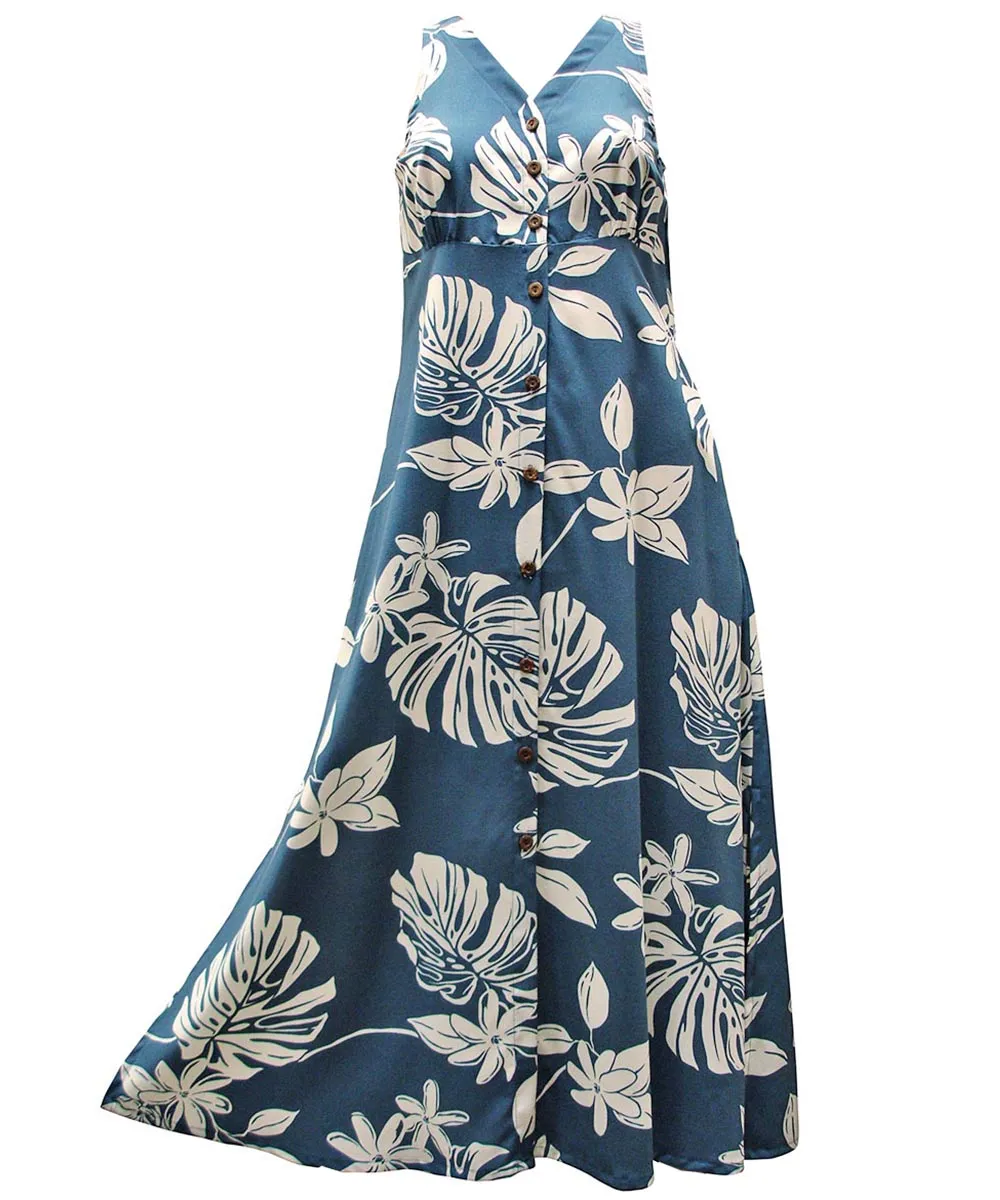 Tiare Blue Button Front Tank Dress
