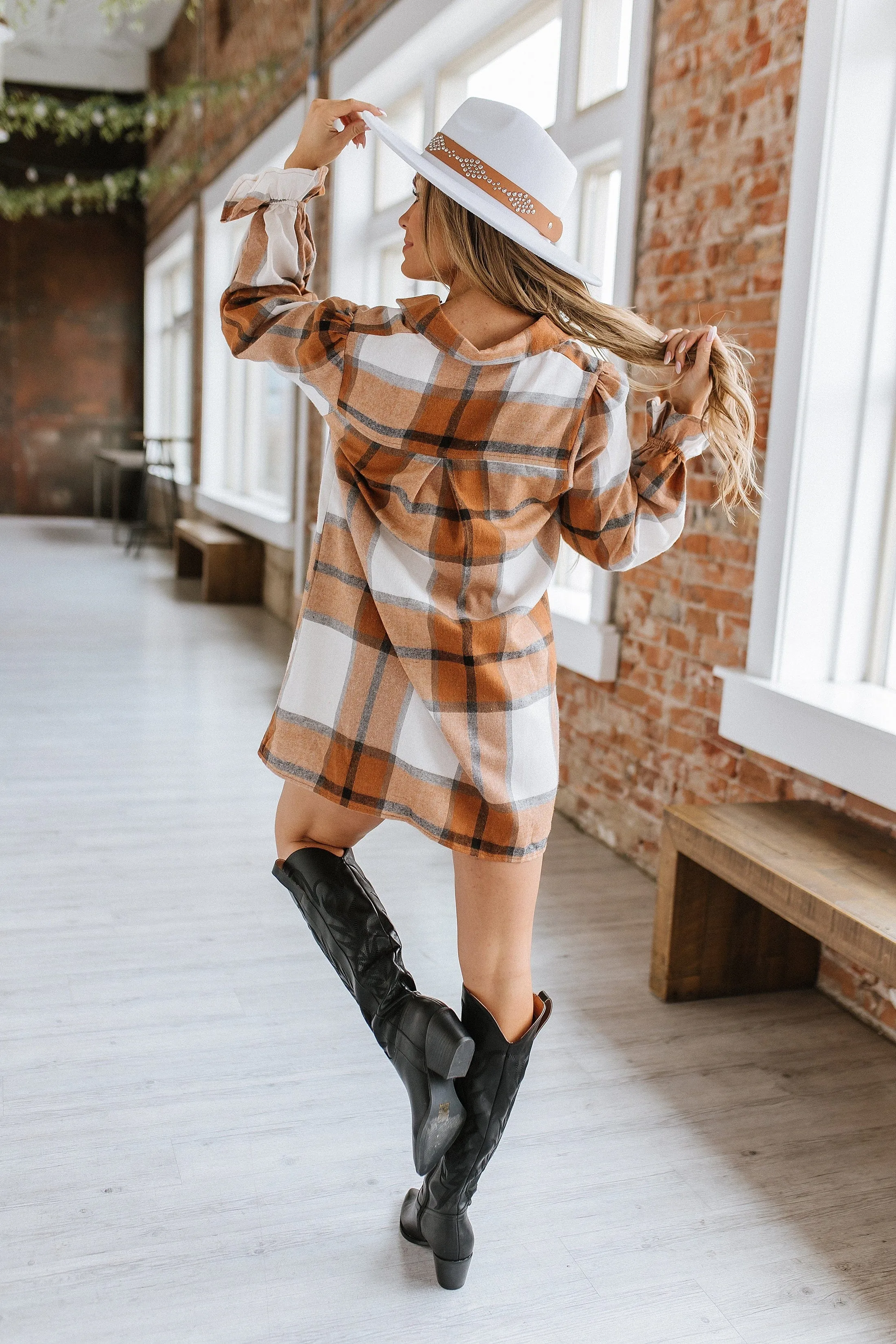 Tilly Plaid Ruffled Sleeve Shirt Dress | S-XL | PRE ORDER