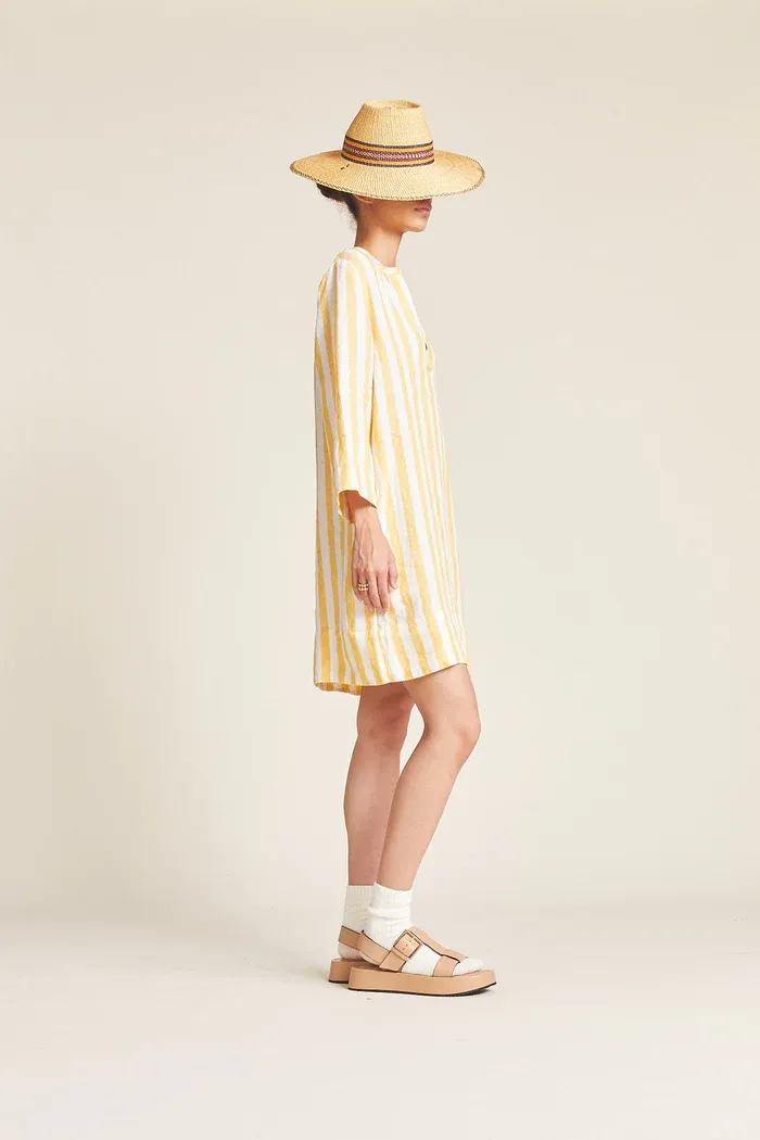 Trovata - Lucca Shift Dress in Yellow Awning Stripe