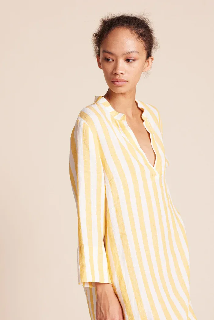 Trovata - Lucca Shift Dress in Yellow Awning Stripe