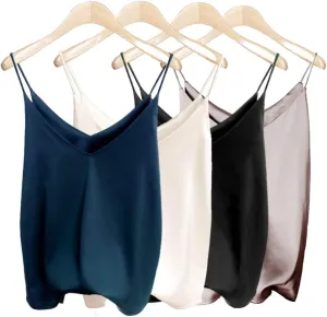 Van Royal Womens Camisole Tops Tees Tank Ladies Cami Tops Soft Satin Sexy V Neck Crop Top Elegant