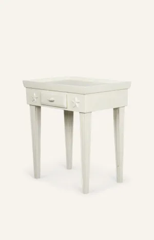 White wooden side table