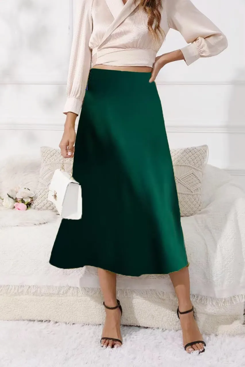 Womens Maxi Midi Satin Skirt for Women Wedding Guest Dresses Winter Party Silk Elegant High Waisted Long Skirts 2025