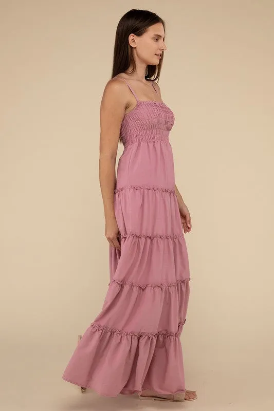 Woven Smocked Top Tiered Cami Maxi Dress *Online Only*