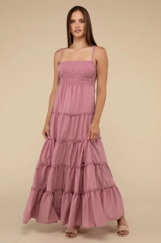 Woven Smocked Top Tiered Cami Maxi Dress *Online Only*