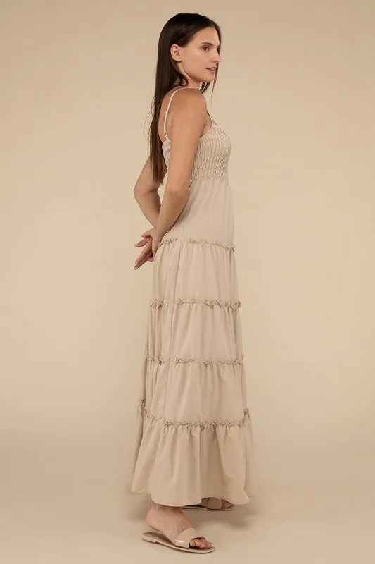 Woven Smocked Top Tiered Cami Maxi Dress *Online Only*