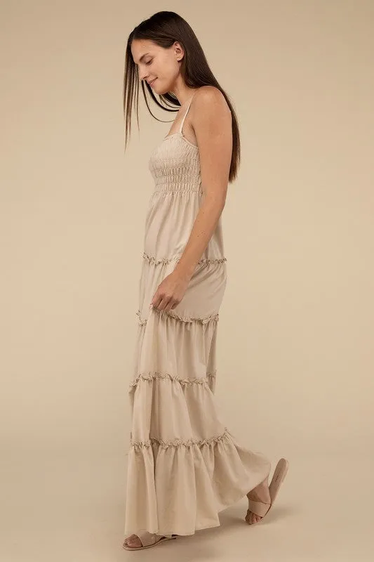 Woven Smocked Top Tiered Cami Maxi Dress *Online Only*