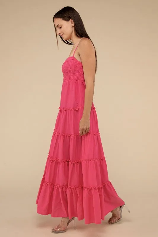 Woven Smocked Top Tiered Cami Maxi Dress *Online Only*