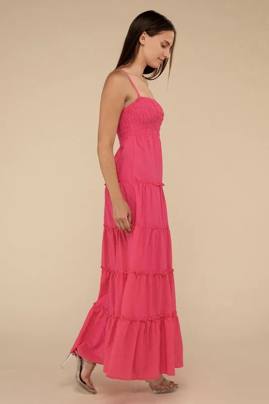 Woven Smocked Top Tiered Cami Maxi Dress *Online Only*