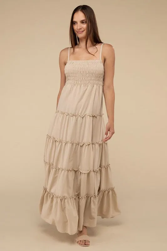 Woven Smocked Top Tiered Cami Maxi Dress *Online Only*