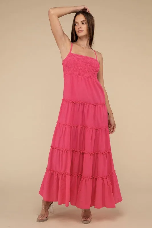 Woven Smocked Top Tiered Cami Maxi Dress *Online Only*