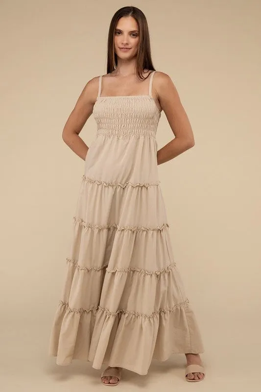 Woven Smocked Top Tiered Cami Maxi Dress *Online Only*