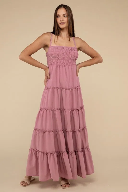 Woven Smocked Top Tiered Cami Maxi Dress *Online Only*
