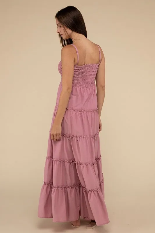 Woven Smocked Top Tiered Cami Maxi Dress *Online Only*