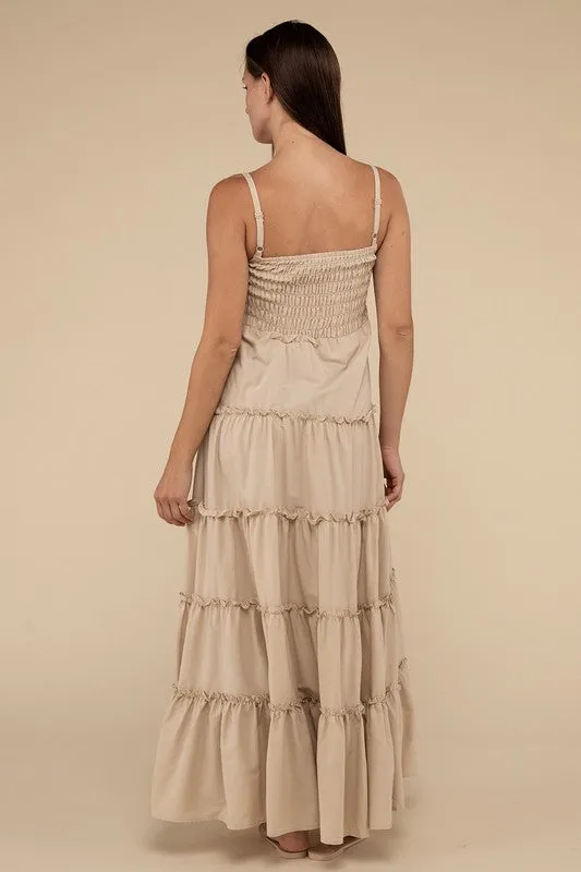 Woven Smocked Top Tiered Cami Maxi Dress *Online Only*