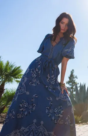 Wynter Embroidered Chambray Dress