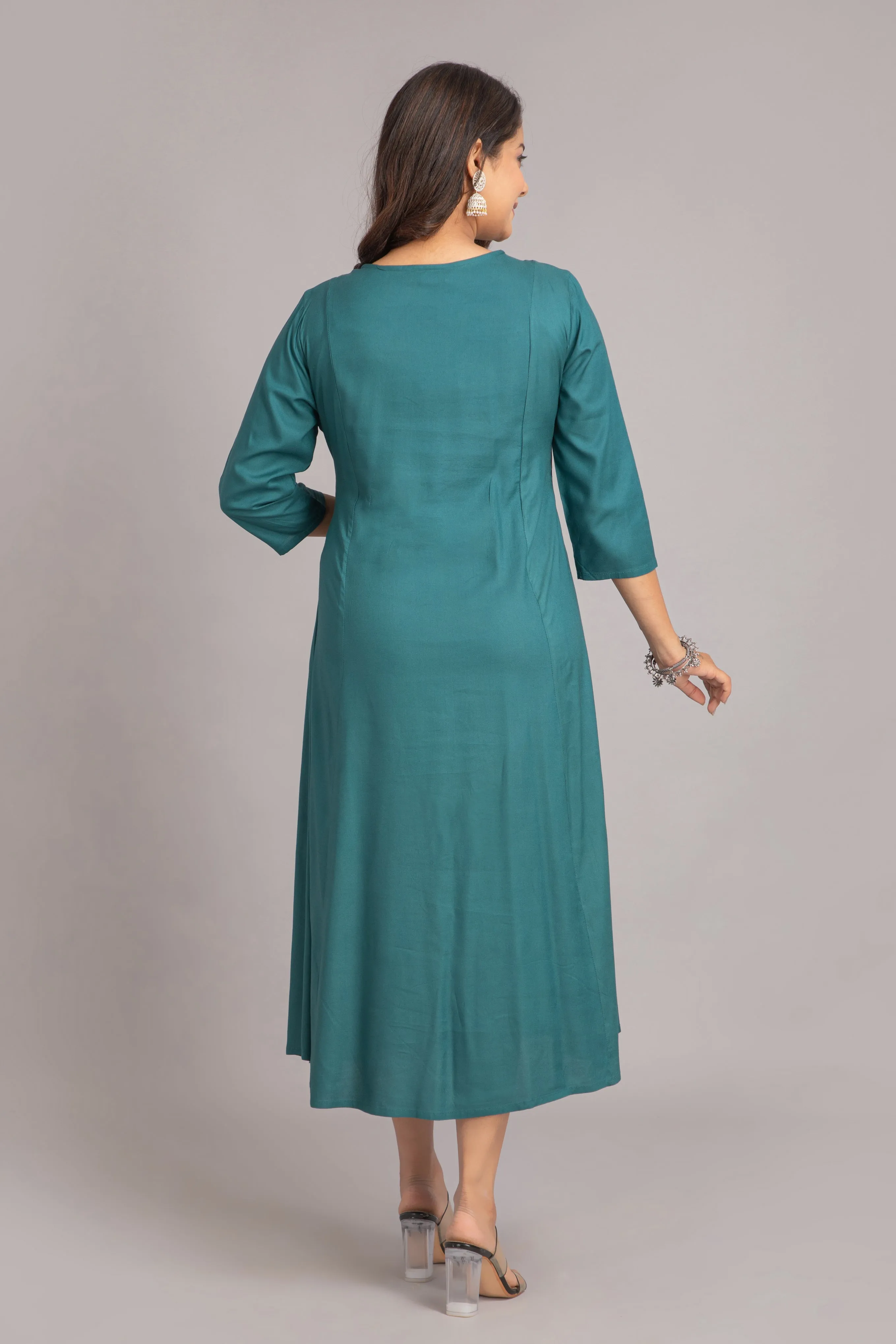 Zari Embroidered Flared Long Dress