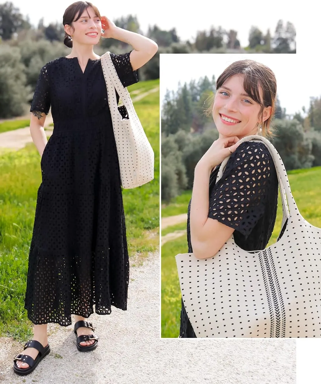 ZESICA Women's 2025 Summer Short Sleeve Maxi Dress Casual V Neck Hollow Out Eyelet Ruffle Swing A Line Long Dresses